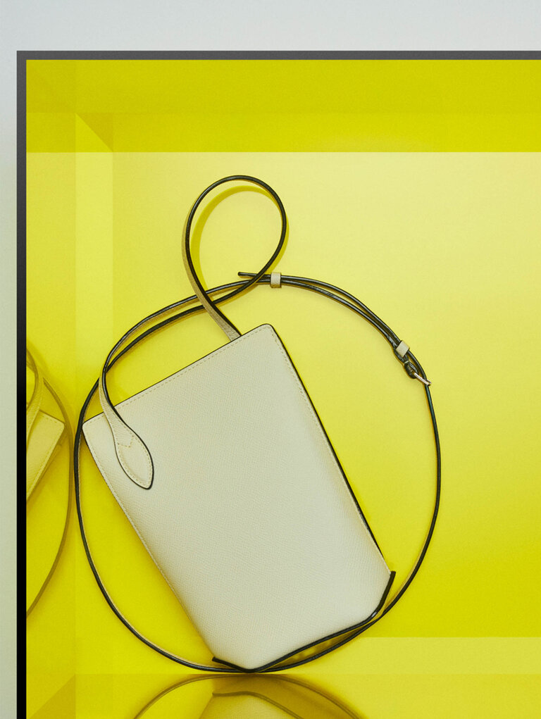 Valextra - Vivi Phone Pouch crossbody in Pergamena white Millepunte leathe